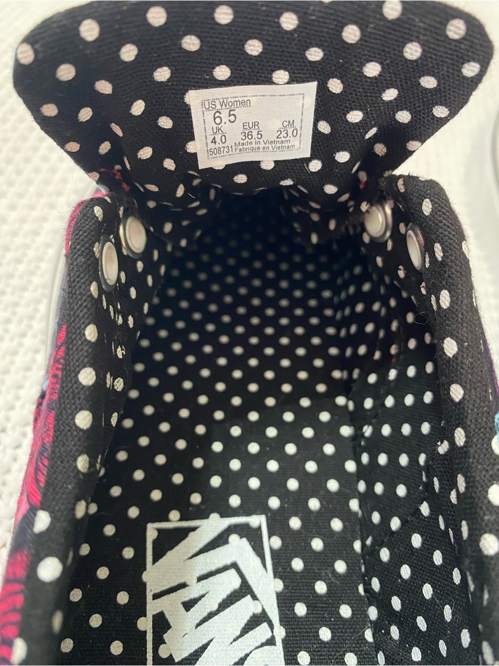 Vans Floral Sneakers in Black with Pink, Purple & Light Blue Roses - Picture 5 of 5